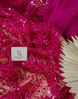 Starlight - Fuchsia Heavy Beaded & Sequined Premium Mesh, Quality Material by the Yard with Pearls and Crystal Beads for Evening Gowns, Party Dresses