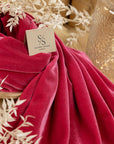 Rich - Fuchsia Stretch Velvet Fabric by the Yard - Vibrant Pink 4-Way Velour Smooth Finish for Dresses, Performance Costumes