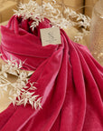 Rich - Fuchsia Stretch Velvet Fabric by the Yard - Vibrant Pink 4-Way Velour Smooth Finish for Dresses, Performance Costumes
