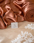 Iconic Silky Satin - Ginger Bread Color Soft Silky Satin Fabric Airy & Light Weight Fabric One Way Stretch for Decorations, Clothing, Special Events
