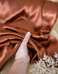 Iconic Silky Satin - Ginger Bread Color Soft Silky Satin Fabric Airy & Light Weight Fabric One Way Stretch for Decorations, Clothing, Special Events