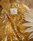 Glitz Sequin - Gold Color High-Quality Premium Fabric by the Yard, 3mm Round Sequins for Wedding Decoration, Evening Gowns, Events