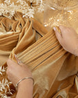 Rich - Golden Beige Stretch Velvet Fabric - Premium 4-Way Velour for Upholstery, Curtains, Elegant Dresses, Home Decor