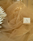 Clouds Tulle 59" - Golden Brown Color Premium Quality Fabric by the Yard, Stretch Soft Tulle Mesh, for Prom Gowns, Birthday Dress and Event Decor
