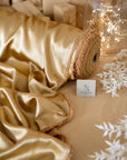 Iconic Silky Satin - Golden Brown Color Soft Premium Charmeuse Fabric One Way Stretch for Autumn Collections, Rich Fashion, Special Events DIY