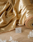 Iconic Silky Satin - Golden Brown Color Soft Premium Charmeuse Fabric One Way Stretch for Autumn Collections, Rich Fashion, Special Events DIY
