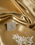 Iconic Silky Satin - Golden Brown Color Soft Premium Charmeuse Fabric One Way Stretch for Autumn Collections, Rich Fashion, Special Events DIY