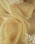 Glimmer Crystal Organza - Golden Color Premium Crystal Sheer Fabric by the Yard for Evening Gowns, Event Decor, Dance Costumes