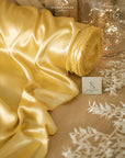 Iconic Silky Satin - Golden Color Premium Charmeuse Fabric One Way Stretch, Satin Material for Crafts, Decor, Costumes, Special Events DIY