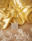 Iconic Silky Satin - Golden Color Premium Charmeuse Fabric One Way Stretch, Satin Material for Crafts, Decor, Costumes, Special Events DIY