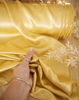 Iconic Silky Satin - Golden Color Premium Charmeuse Fabric One Way Stretch, Satin Material for Crafts, Decor, Costumes, Special Events DIY