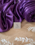 Iconic Silky Satin - Grape Splash Color Soft Silky Satin High Quality Fabric, 1 Way Stretch Satin for Evening Gowns, Special Events, Ladies Clothing