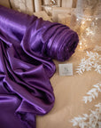 Iconic Silky Satin - Grape Splash Color Soft Silky Satin High Quality Fabric, 1 Way Stretch Satin for Evening Gowns, Special Events, Ladies Clothing