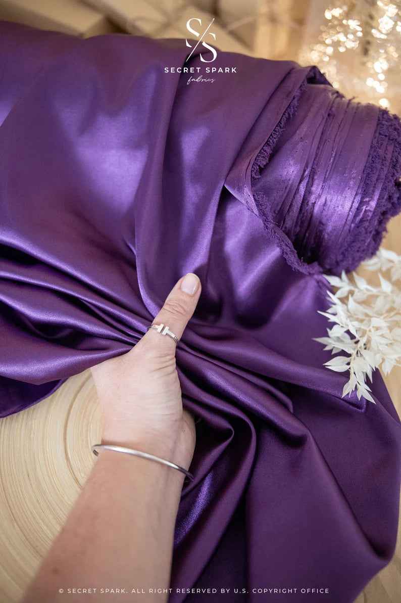 Grape Splash Color Premium Charmeuse Satin