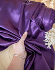 Iconic Silky Satin - Grape Splash Color Soft Silky Satin High Quality Fabric, 1 Way Stretch Satin for Evening Gowns, Special Events, Ladies Clothing