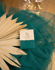 Clouds Tulle 59" - Green Teal Color Delicate Airy Fabric by the Yard, Premium Italian Tulle Mesh for Evening Gowns, Party Decor, Wedding Events