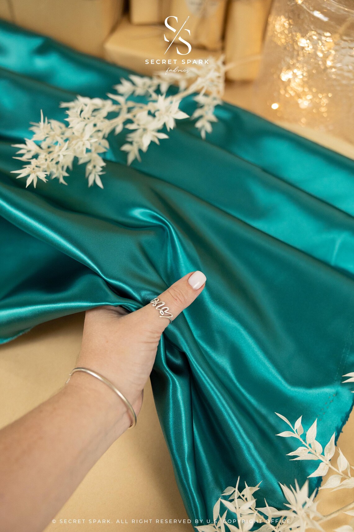 Buy Green Teal Dense Satin | Sturdy