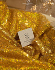Glitz Sequin - Hologram Gold Color High-Quality Premium Material by the Yard, Iridescent 3mm Sequins for Stage Wear, Event Decor, Costumes