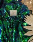 Glitz Sequin - Hologram Green Color High-Quality Premium Material by the Yard, Iridescent 3mm Sequins for Stage Costumes, Party Decorations