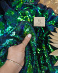 Glitz Sequin - Hologram Green Color High-Quality Premium Material by the Yard, Iridescent 3mm Sequins for Stage Costumes, Party Decorations