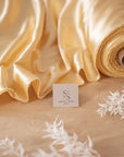 Iconic Silky Satin - Honey Color Soft Silky Satin Charmeuse Fabric 1 Way Stretch Fabric, Soft Satin for Women's Slips, Crafts, Ties, Dress, Handkerchiefs DIY