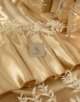 Amore - Honey Sturdy Satin Fabric, Rich Non-Stretch Shiny Material for Dresses, Bedding, Curtain Linings, and Elegant Decor Projects