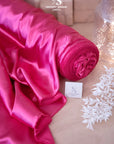 Iconic Silky Satin - Hot Pink Color Soft Premium Charmeuse Fabric One Way Stretch for Party Wear, Modern Fashion, Vibrant Evening Attire DIY