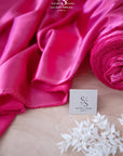 Iconic Silky Satin - Hot Pink Color Soft Premium Charmeuse Fabric One Way Stretch for Party Wear, Modern Fashion, Vibrant Evening Attire DIY