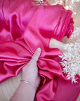 Iconic Silky Satin - Hot Pink Color Soft Premium Charmeuse Fabric One Way Stretch for Party Wear, Modern Fashion, Vibrant Evening Attire DIY