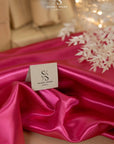 Amore - Hot Pink Dense Satin Fabric, Vibrant Non-Stretch Shiny Material for Party Dresses, Statement Decor, Costumes, DIY Projects
