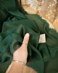 Aura Chiffon - Hunter Green Color Premium Quality Fabric by the Yard, Matte Soft Material with Beautiful Drape for Evening Dresses, Table Runners, Elegant Decor
