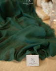 Aura Chiffon - Hunter Green Color Premium Quality Fabric by the Yard, Matte Soft Material with Beautiful Drape for Evening Dresses, Table Runners, Elegant Decor