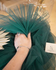Clouds Tulle 59" - Hunter Green Color Premium Quality Fabric by the Yard, Soft Matte Tulle Mesh for Evening Wear, Decor, Special Events