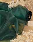 Glimmer Crystal Organza - Hunter Green Color High-Quality Crystal Fabric by the Yard, See Through Shiny Fabric for Gowns and Decor