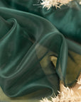 Glimmer Crystal Organza - Hunter Green Color High-Quality Crystal Fabric by the Yard, See Through Shiny Fabric for Gowns and Decor