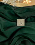 Mikado - Hunter Green Designer Dense Satin, Premium Quality Material by the Yard with Structured Drape for Evening Wear, Formal Events