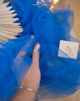 Clouds Tulle 59" - Indigo Blue Color Premium Quality Fabric by the Yard, Stretch Soft Matte Mesh for Evening Gowns, Special Events, Decor