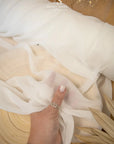 Aura Chiffon - Ivory Color Premium Bridal Fabric by the Yard, Soft Matte Quality with Beautiful Drape for Wedding Dresses, Bridal Robes, Lingerie