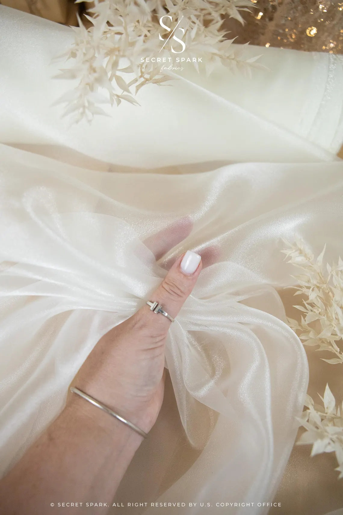 Buy Ivory Crystal Organza
