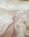 Glimmer Crystal Organza - Ivory Color Premium Bridal High-Quality Crystal Fabric by the Yard for Wedding Gowns, Event Decor, Sashes