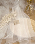 Illuminate Glitter Tulle - Ivory Color Premium Bridal Fabric by the Yard, Quality Shimmering Mesh for Wedding Decor, Dresses, 59" wide