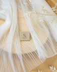Micro Pleated - Ivory Bridal Premium Fabric by the Yard, Handmade Textured Tulle Mesh with Elegant Pleats for Wedding Gowns, Veils