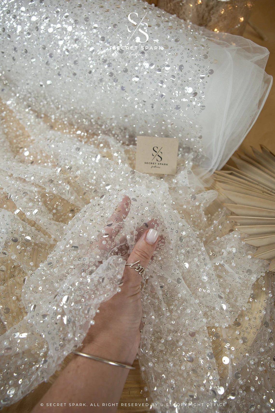 wedding dress mesh Ivory Beaded Mesh | Crystal Beads