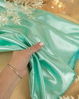 Amore - Jade Blue Glossy Satin Fabric, Stiff Non-Stretch Material for Evening Gowns, Men's Accessories, Gift Wrapping, and Decorative Drapes