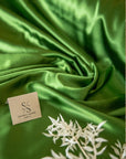 Iconic Silky Satin - Leaf Green Color Soft Silky Satin Fabric, 1 Way Stretch for Multipurpose, Table Runners, Shirts, Pajamas, Dress making
