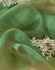 Glimmer Crystal Organza - Leaf Green Color High-Quality Crystal Fabric by the Yard for Wedding Gowns, Event Decor, Sashes DIY