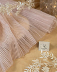 Micro Pleated - Light Blush Soft Premium Fabric by the Yard, Handmade Textured Tulle Mesh with Delicate Pleats for Bridal Wear, Wedding Decor
