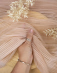 Micro Pleated - Light Blush Soft Premium Fabric by the Yard, Handmade Textured Tulle Mesh with Delicate Pleats for Bridal Wear, Wedding Decor