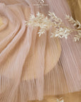 Micro Pleated - Light Blush Soft Premium Fabric by the Yard, Handmade Textured Tulle Mesh with Delicate Pleats for Bridal Wear, Wedding Decor