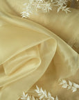 Glimmer Crystal Organza - Light Gold Color Premium Crystal Sheer Fabric by the Yard for Wedding Gown, Event Decor, Chair Sashes